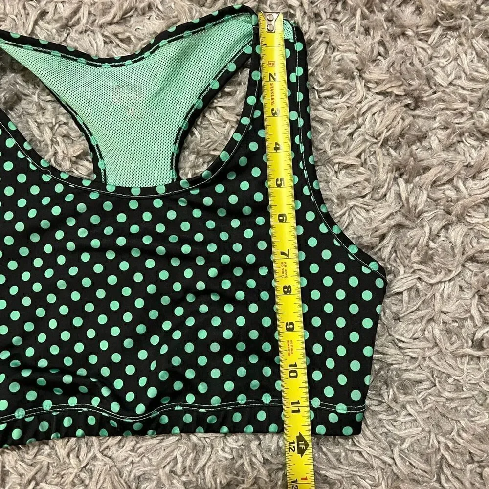 Justice active black /green dots  top sz 14